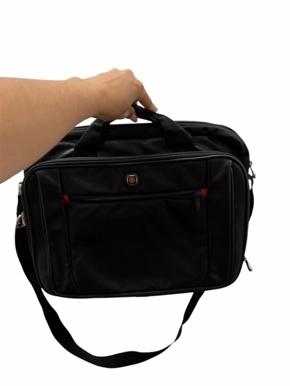 Men's Black Laptop Briefcase with Front Organizer - Unbranded